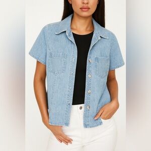 Denim Short Sleeve Blouse women’s size small